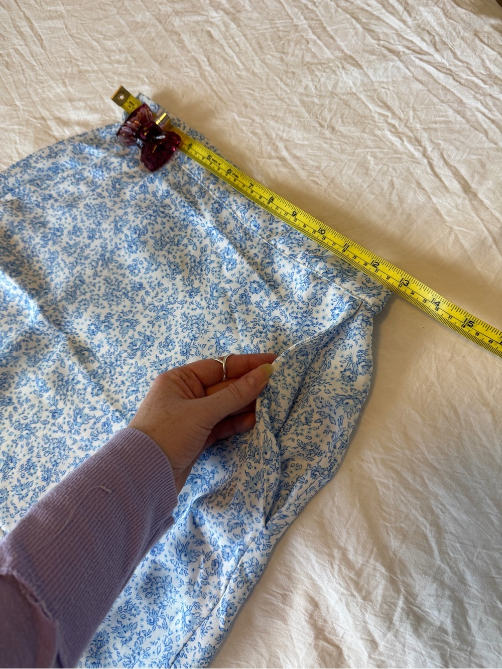RESA, White and Blue Floral Midi Skirt, XS, Has Pockets!!! - Picture 5 of 12